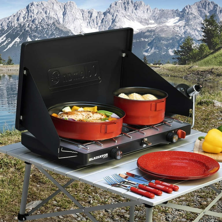 Coleman Gladiator Burner Propane Camping Stove, 20,000 BTU, Wind