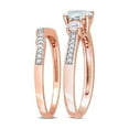 thumbnail image 5 of 3/4 Carat (Ctw) Aquamarine and Lab-Created White Sapphire Bridal Wedding Set Ring in 10K Pink Gold with Diamonds for Women, 5 of 6