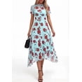 thumbnail image 3 of PRETTYGARDEN Cocktail Dresses for Women Summer Short Sleeve Floral Mesh Sheer Midi Party Wedding Guest Dress, 3 of 7