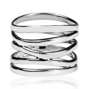 NAIERHG Fashion Women Wide 5 Band Coil Finger Ring Wedding Engagement Party Jewelry Gift