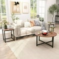 thumbnail image 4 of Auranook Round Nesting Table Set of 3, Modern/Farmhouse Coffee Table w/2 End Tables, Sturdy Metal Frame, 3-Piece Living Room Wooden Table Set for Office, 4 of 10