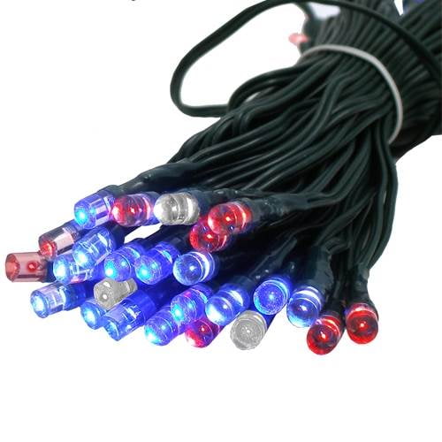 Red White & Blue LED Solar Light Strand (Set of 2) (50 LED lights
