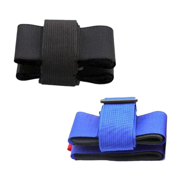 2 correas de esquí ajustables, correa de asa duradera de nailon trenzado, correa de hombro multifuncional de EVA portátil para bastones de esquí, tabla de esquí y monopatín. Azul negro