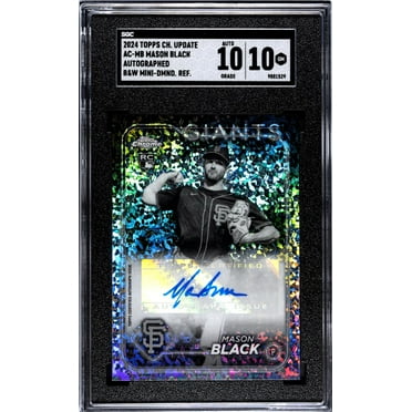 2024 Topps Chrome Update #AC-MB Mason Black Auto. B&W Mini-Dmnd. Ref. SGC 10