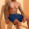 thumbnail image 6 of lcziwo Mens Gym Shorts with Pockets Knee Length Outdoor Elastic Waist Beach Shorts Hiking Fishing Travel Drawstring Chino Shorts Dark Blue XXL, 6 of 10