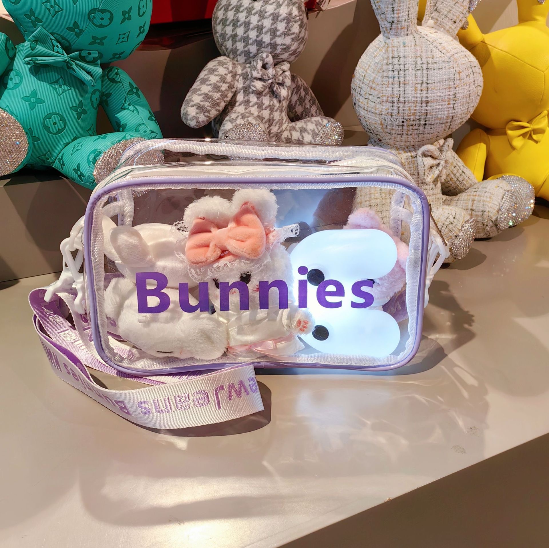 New Jeans Lightstick Storage Bag Cross Body Transparent PVC Travel Bag Casual Carry on One Shoulder Bag Handbag Bunnies Gifts