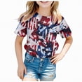 thumbnail image 2 of KPOPLK 4th of July Girls shirts USA Flag Graphic T-Shirts Tee Tops for Toddler Kids Girl Summer Patriotic Outfit(Grey,6-7 Years), 2 of 4