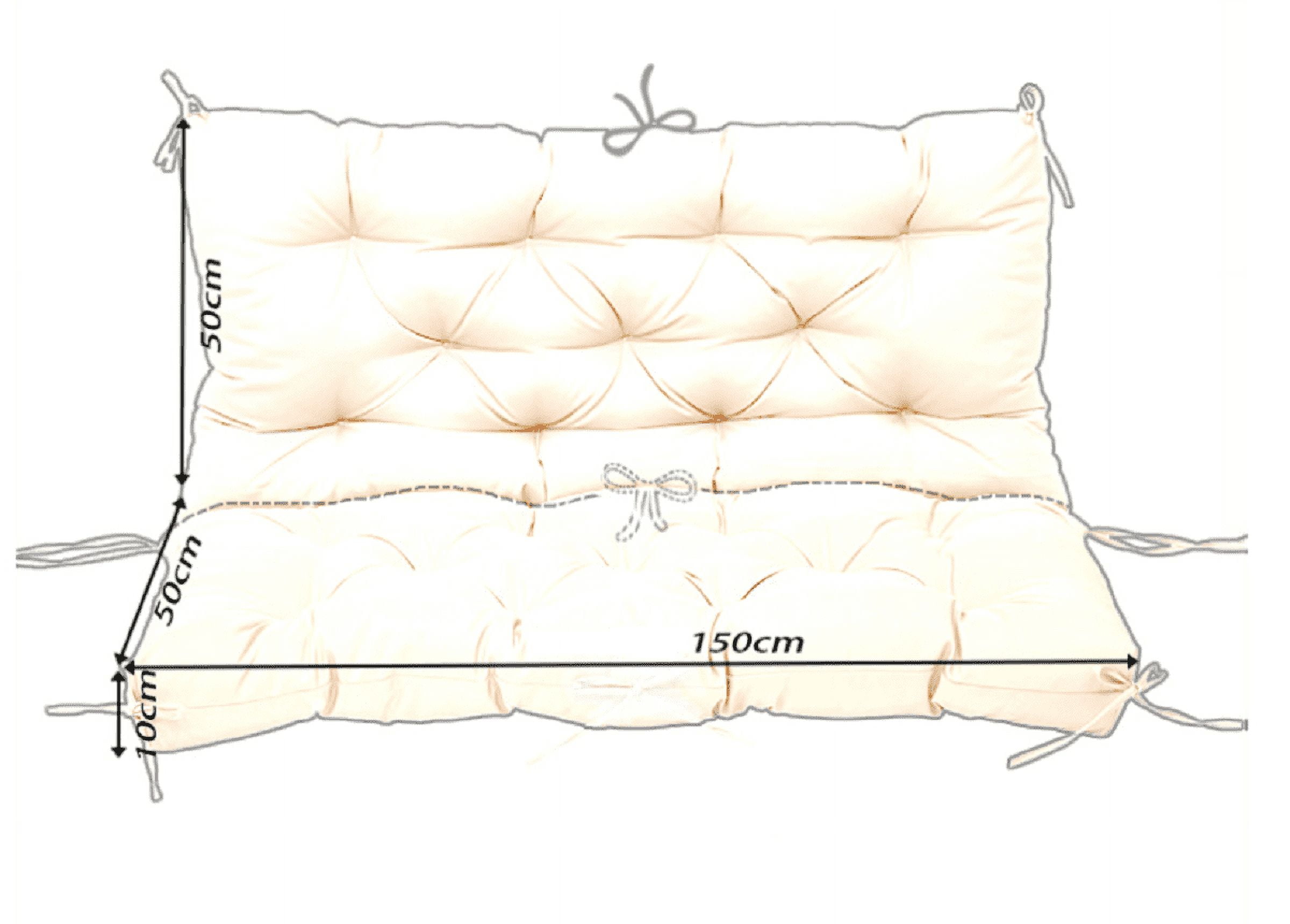 Outdoor Bench Cushion Inlife Swing Chair Cushion Waterproof Sun-Resistant with 8 Nonslip Ties, Light Gray 150cm*100cm