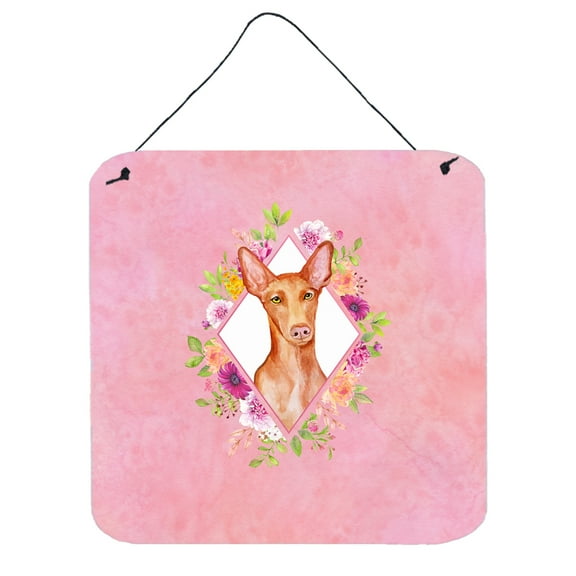 Carolines Treasures CK4168DS66 Pharaoh Hound Pink Flowers Wall or Door Hanging Prints 6x6 multicolor