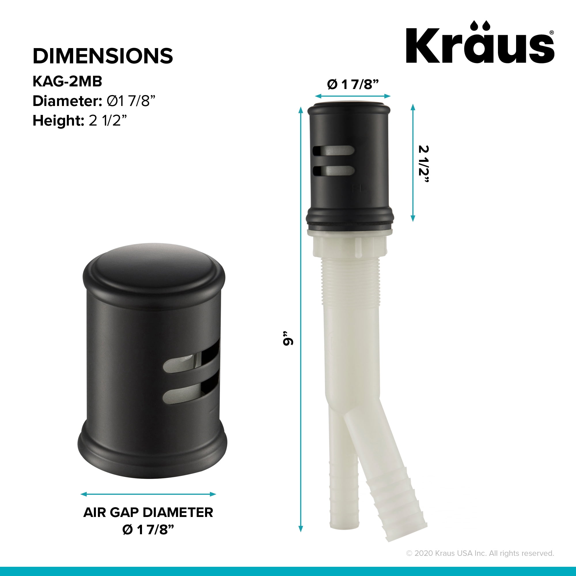 KRAUS Dishwasher Air Gap in Matte Black