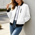 thumbnail image 5 of PRINxy Women's Long Sleeve Bomber Collar Full Zip Jacket with Decorative Chest Zip, Side Pockets for Fall Winter Casual White S, 5 of 8