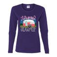 thumbnail image 3 of Happy Glamper | Fancy Camping Camper Van Caravan | Nature Lover Womens Long Sleeve T-Shirt, Purple, S, 3 of 5