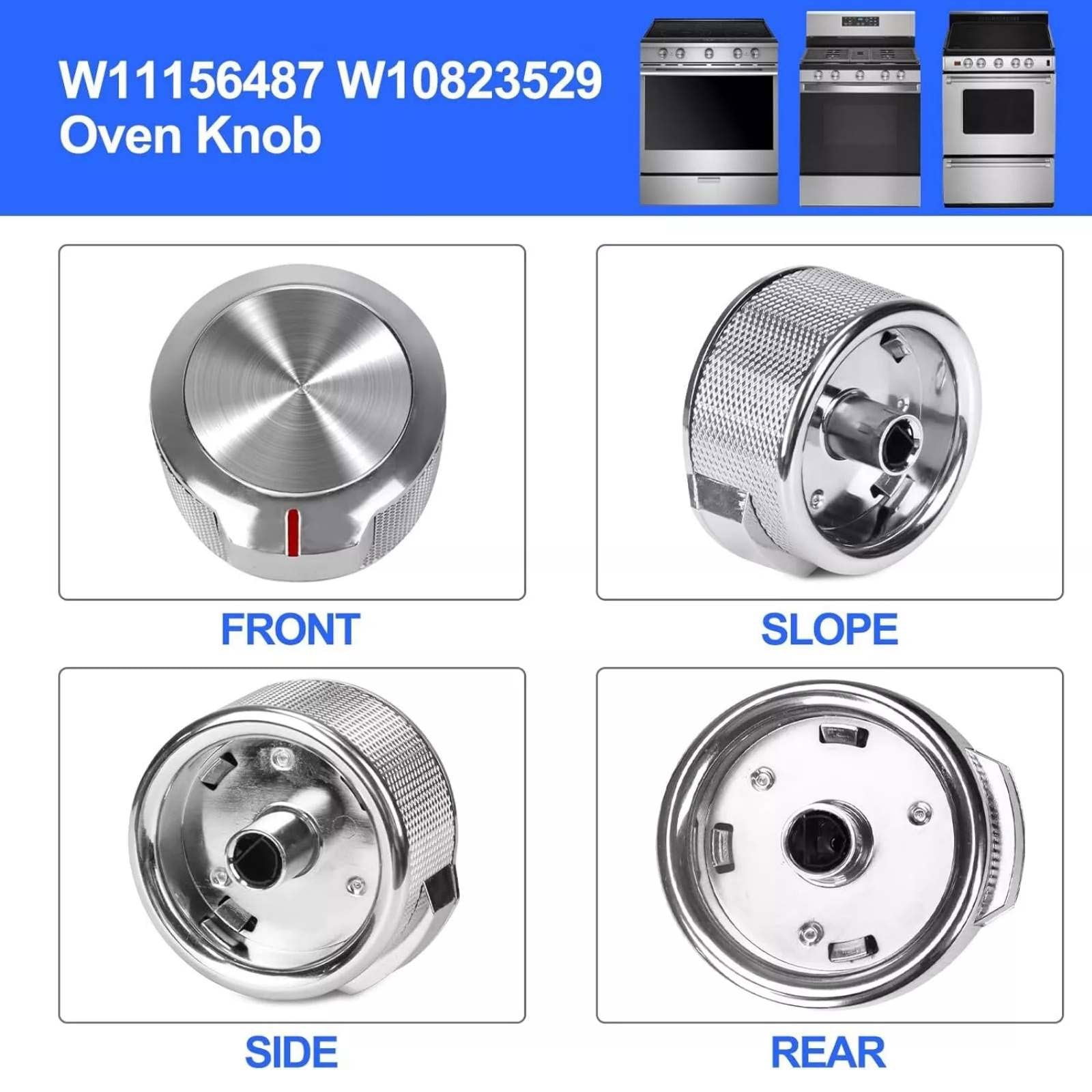 5pcs W11156487 Stove Knob Replacement For Whirlpool Gas Range Burner W10823529 TAPDRA Spare Part