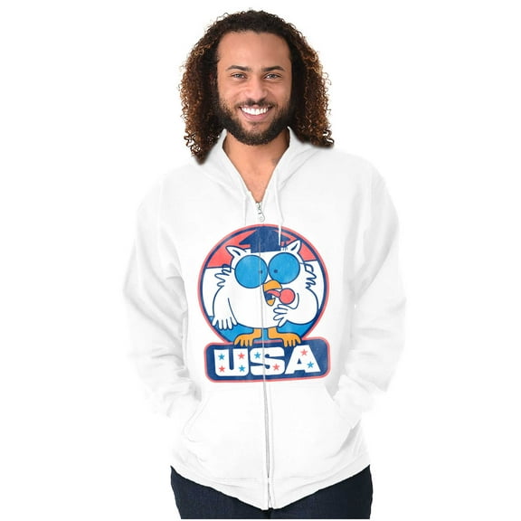 Tootsie Mr Owl USA American Patriot Unisex Plus Size Zip Hoodie Brisco Brands 3X