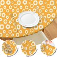 thumbnail image 4 of Orange Daisy Flower Floral Pattern Round Fitted Tablecloth with Elastic Edge,Dining Table Cover Waterproof,Outdoor Round Tablecloth for Camping,Dining,Indoor and Outdoor, 4 of 7
