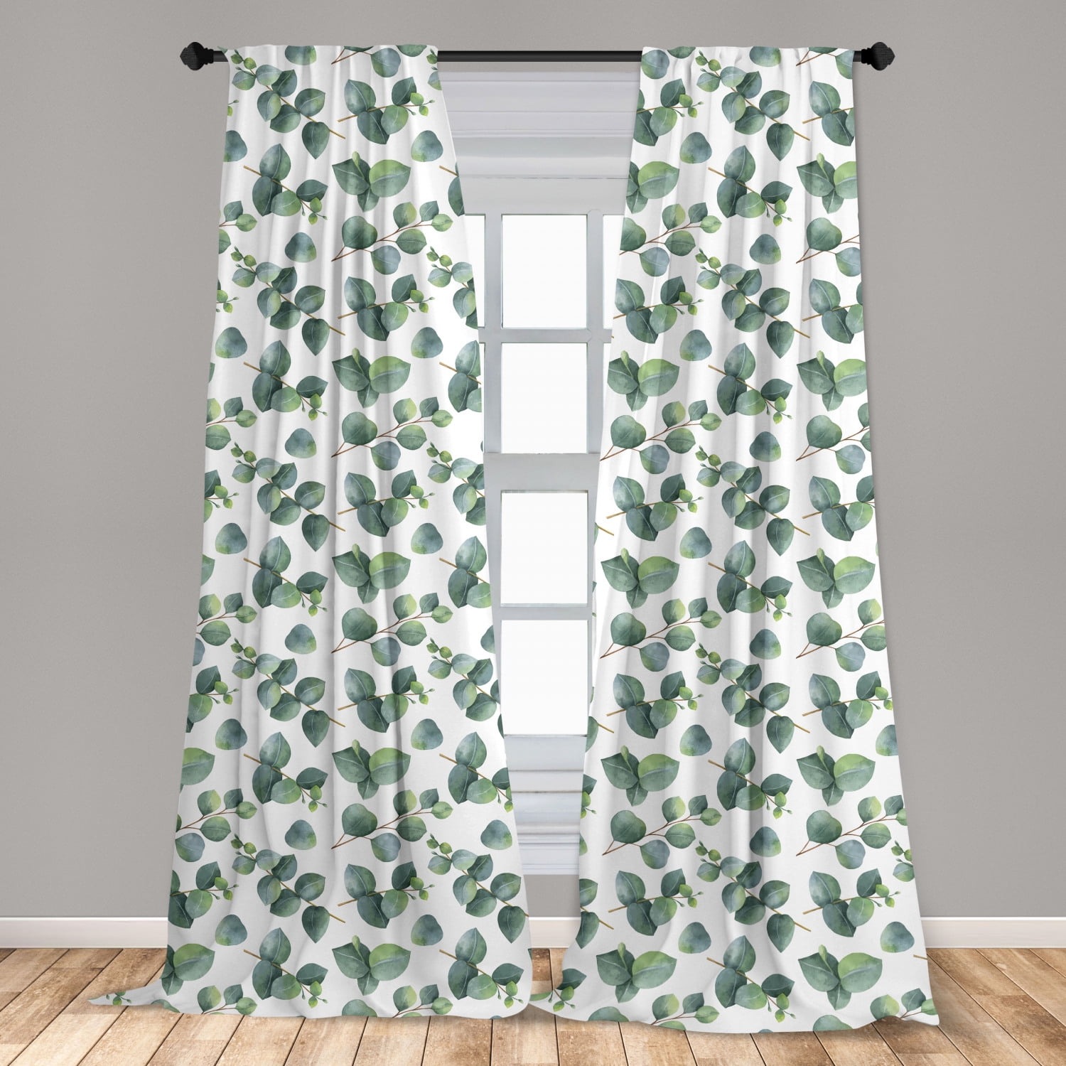 Succulent Microfiber Curtains 2 Panel Set Living Room Bedroom in 3 Sizes 