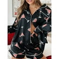 thumbnail image 6 of ZAXARRA Women 2 Piece Pajama Set Dessert Print Long Sleeves Shirt and Elastic Shorts for Loungewear Soft Sleepwear, 6 of 9