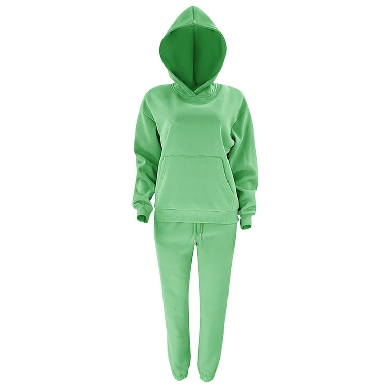 Jalioing Women s 2 Piece Suits Hoodie Tracksuit Stretch Drawstring Waist Cinch Bottom Pant Athleisure Sweatsuit XX Large Green Walmart