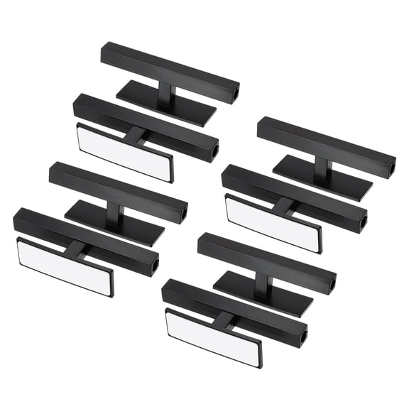 Uxcell 8 Pcs Adhesive Cabinet Handles, 3.9" Self-Stick Drawer Handle, No Drill Plastic Cabinet Knobs Helper for Closet, Sliding Shower Door, Window, Wardrobe, Black