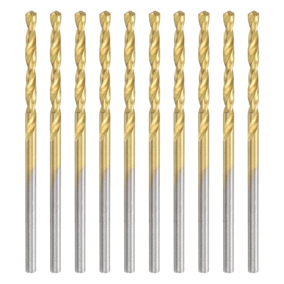 10pcs Titanium Twist Drill Bit 5/64" Drilling Dia High Speed Steel Drills for Hardened Metal, Stainless Steel, Cast Iron, Wood, Plastic