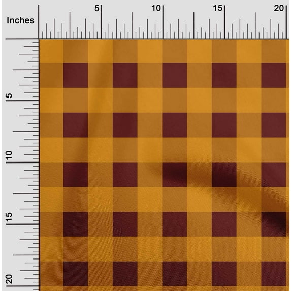 oneOone Cotton Silk Maroon Fabric Gingham Check Quilting Supplies Print Sewing Fabric By The Yard 42 Inches Wide