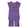 thumbnail image 4 of Odeerbi Kids Boys Girls 2 Piece Outfits Summer Clothes Floral Tank Tops Shorts Set Fashion Casual Sleeveless Blouse Round Neck Collar Printed Short Pants Sets Purple, 4 of 8