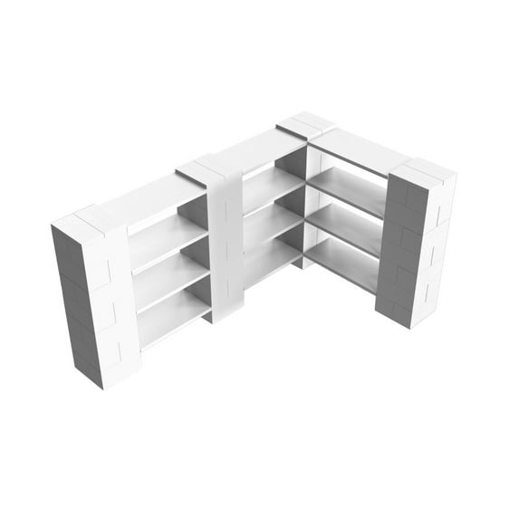EverBlock 4 Level Double Corner Shelving Kit A | For Office, Playroom & Bookshelves | Giant Building Blocks | Easy to Connect & Reuse | Indoor & Outdoor Use | Build Displays & Structures | Purple