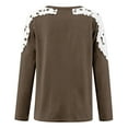 thumbnail image 5 of Teissuly Women's Summer Casual Long Sleeve Blouse Round Neck Lace Tops T-Shirt, 5 of 5