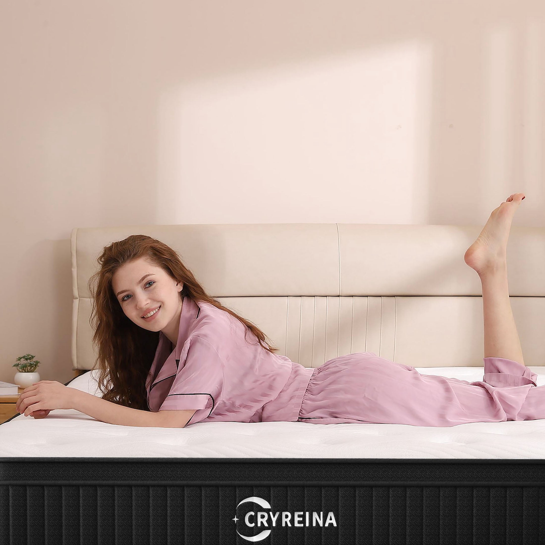 CRYREINA King Size Mattress 14 inch, Adult Hybrid King Mattress in a Box Pocket Springs, Medium Firm Feel for Pressure Relief, Breathable Comfort CertiPUR-US