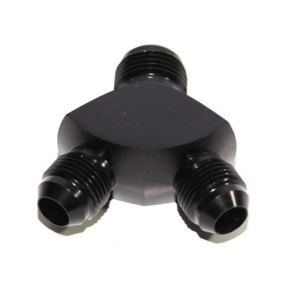 BLACK Male Flare Y-Block Fitting Adapter AN10 10-AN Male to 2X AN8 8-AN Male BLACK Male Flare Y-Block Fitting Adapter AN10 10-AN Male to 2X AN8 8-AN Male