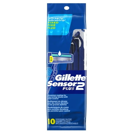 Gillette Sensor2 Plus Men's Disposable Razors, 10 Count