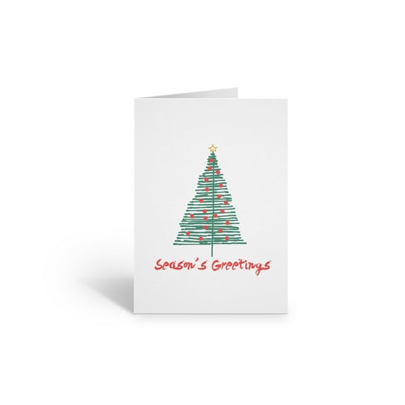 Christmas Tree Themed Custom Notecard Set - 10 Christmas Note Cards Per Pack - 14312