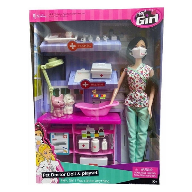 Muñeca Veterinaria Con Accesorios Juguete Hey Girl Chucho Toys Muñeca Veterinaria Play Set