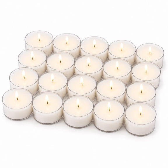 Stonebriar Large Clear Cup Tea Light Candles, Oversized, Unscented, 9 Hour Burn, 20 Pack