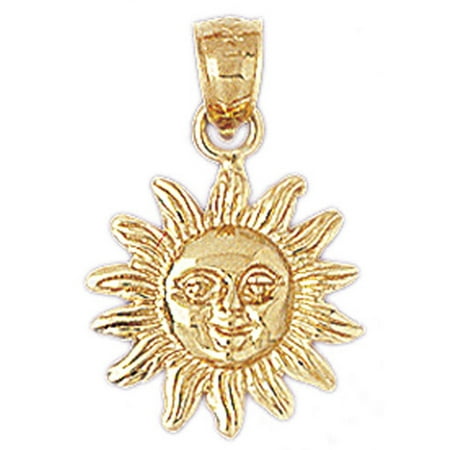 14K Yellow Gold Sun Pendant - 22 mm