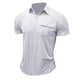 thumbnail image 3 of Playera Elvqul para Hombre Manga Corta Blanco Casual Botones con Solapa Algodón Con Bolsillos Liso, 3 of 4