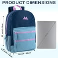 thumbnail image 4 of 17 Inch Two Tone Color Multipocket Backpack with Pop Color Trim Accents and Zippers for Travel & Commuting in Navy & Light Blue, 4 of 10