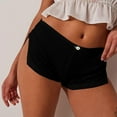 thumbnail image 2 of Women's Split Side Hot Shorts Solid Color, Sexy High Cut Denim Shorts, Stretchy Booty Shorts, Fashion Summer Hot Pants with Thigh Slit ,Black L, 2 of 5