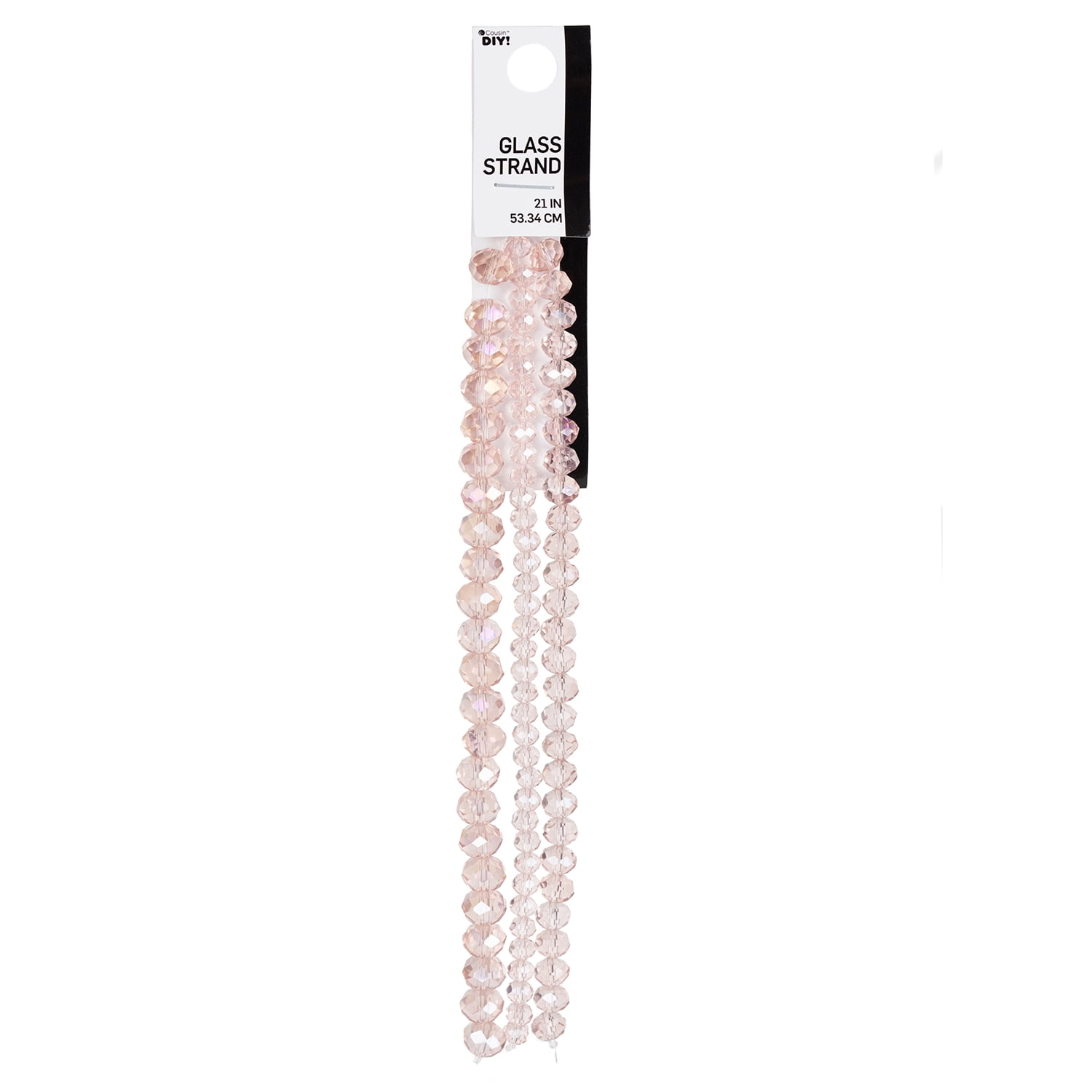 Cousin DIY 3-Strand Light Rose AB Glass Rondelle Beads 4/6/8 mm, 7 in/Strand, 88 Piece