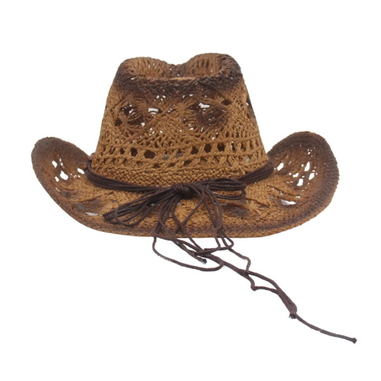 Straw Cowboy Hat for Women Men with Shape-It Brim, Hollow  display picture 1