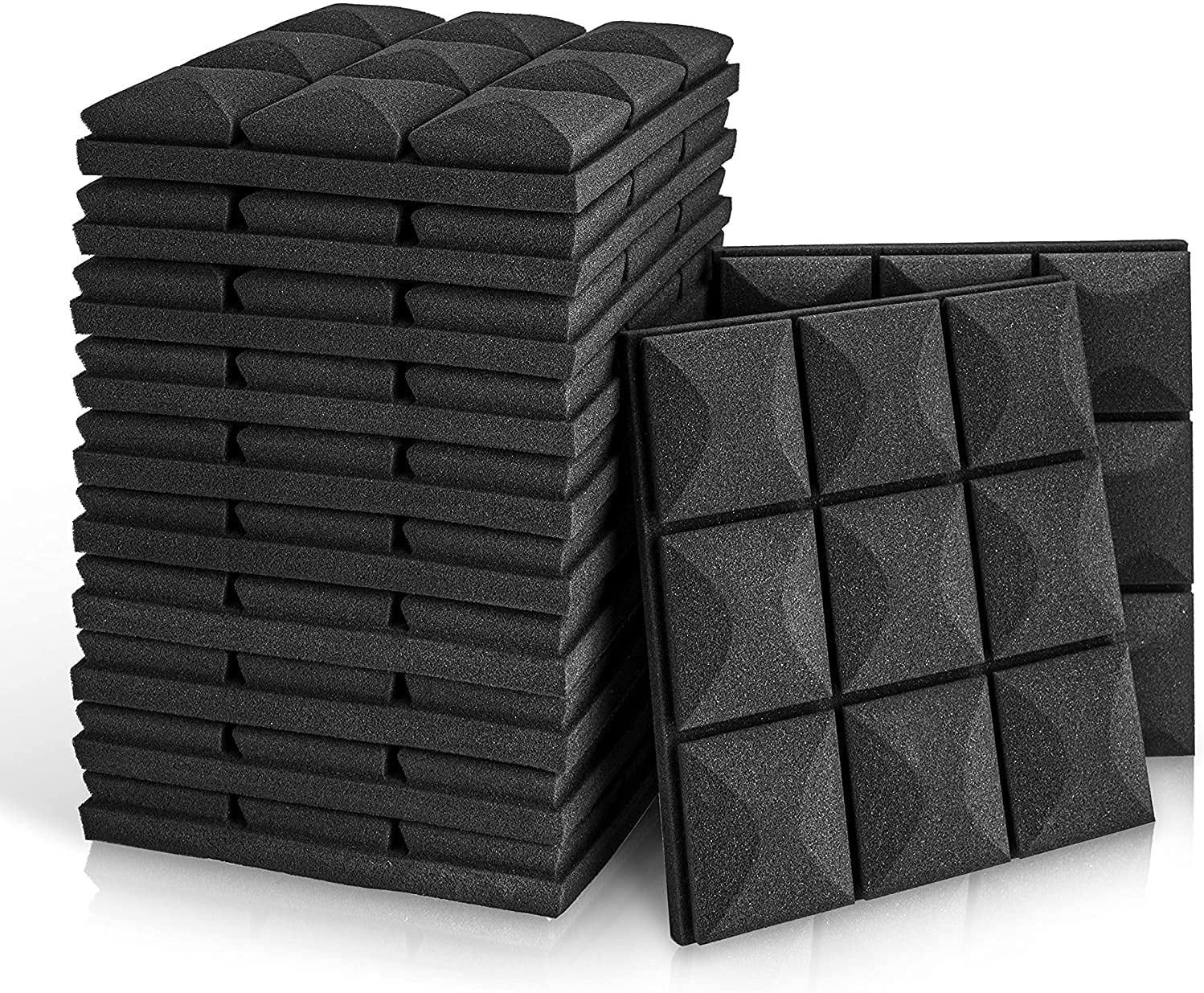 2 X 12 X 12 Acoustic Panels Sounds Absorbing Foam Padding for Decreasing Noise and Echoes Soundproof Foam for indoor Pyramid Type Kuchoow 12 Pack Sound Proof Foam Panels for Walls 