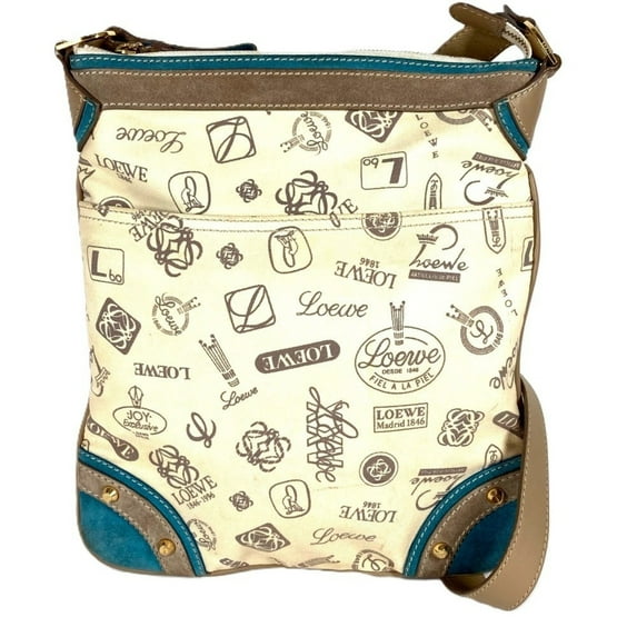 Pre-Owned LOEWE 160th Anniversary Logo Crossbody Shoulder Bag in Leather and Canvas,... (Fair)