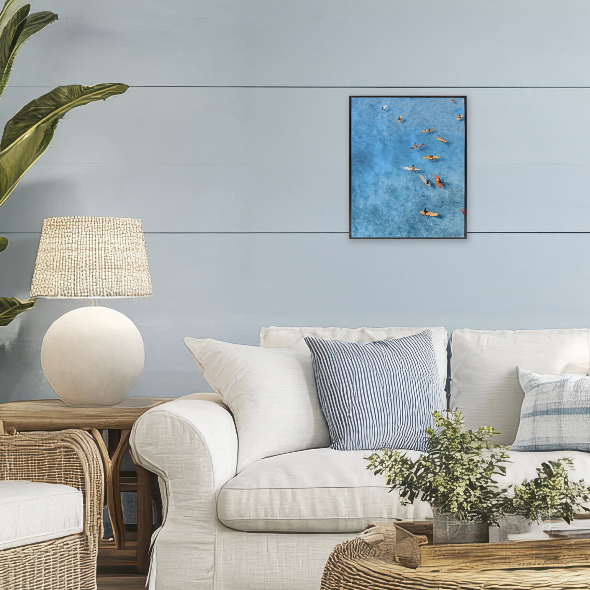 Stupell Industries Leisurely Surfers on Sea Black Framed Giclee Art, design by Jesse Keith
