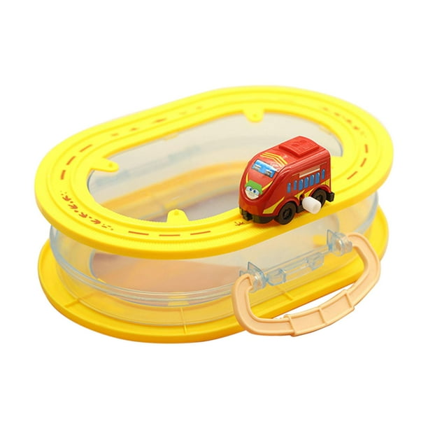 Caja de almacenamiento para vagones de tren, coche de juguete portátil, contenedor de almacenamiento para juguetes, coche de juguete de cuerda Coche rojo de alta velocidad