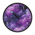 thumbnail image 2 of Voice Activated Clock with Glow Light 12 Inch Large Silent Wall Clock Battery Operated for Home Decor Purple and Black Tie-dye Texture, 2 of 8