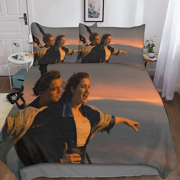 Titanic Duvet Cover Jack And Rose Motion Picture Pattern Bedding Pieces Quilt Cover And Pillow Covers Soft Fade Resistant Breathable 3D Printed Duvet Cover Set Fashionable Designs Boys And Girls Doubl