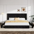 thumbnail image 2 of Allewie Upholstered King Size Platform Bed Frame with 4 Storage Drawers and Headboard, Diamond Stitched Button Tufted, Black Brown, 2 of 8