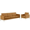 thumbnail image 4 of Modway Loft Tufted Upholstered Faux Leather Sofa and Armchair Set in Silver Tan, 4 of 7