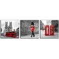 thumbnail image 2 of 3 Pcs Modern Giclee Canvas Prints London Black and White with Red Bus Union Jack British Guards Poster Telephone Booth Paintings on Canvas Stretched and Framed Ready to Hang for Home Decor, 2 of 6
