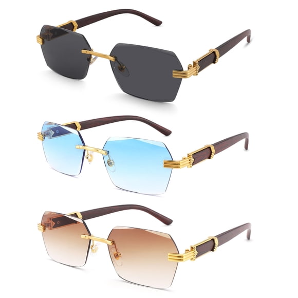 Gafas de sol Hycredi sin montura rectangulares estilo retro Y2K